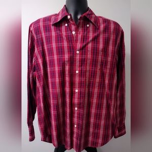 Nautica Button Down Shirt, Red and Navy, Size Medium, Excellent Condition